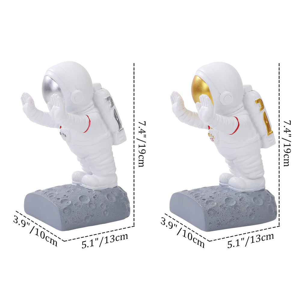 Kenvary Creative Astronaut Bookends for Heavy Books, Decorative Spaceman Resin Book Ends, Modern Outer Space Desk Organizer for Home Office, Kids Room & Library Decor