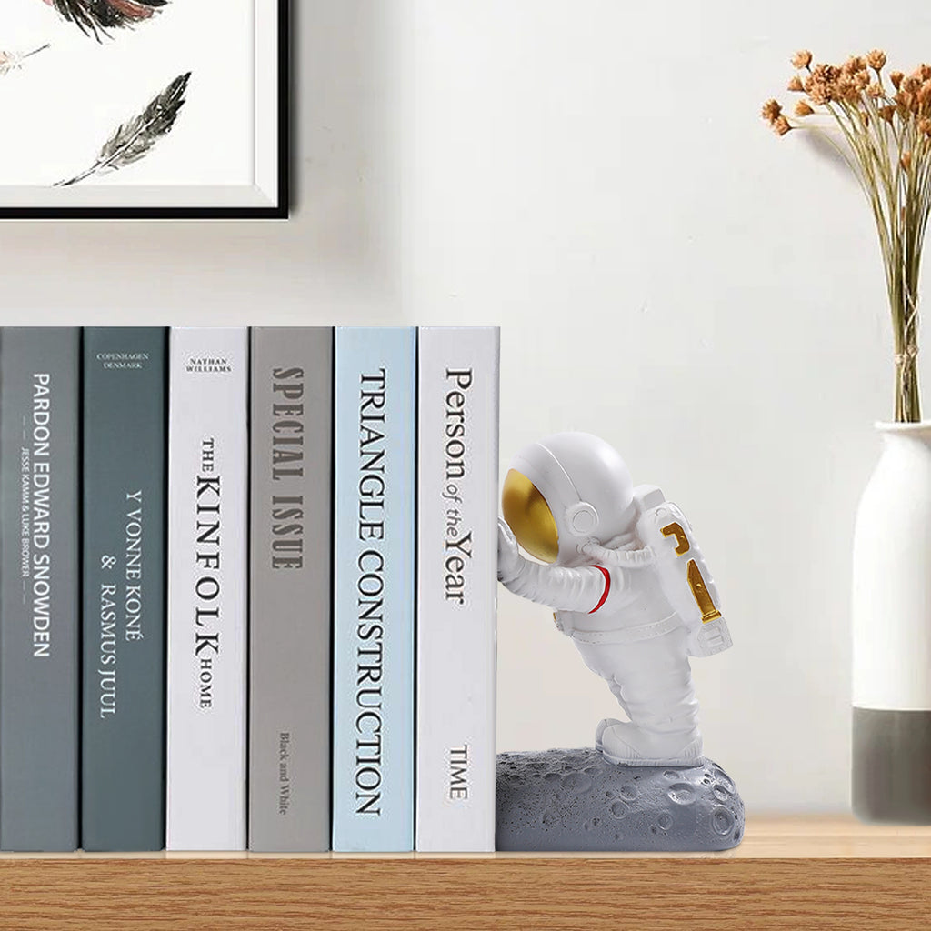 Kenvary Creative Astronaut Bookends for Heavy Books, Decorative Spaceman Resin Book Ends, Modern Outer Space Desk Organizer for Home Office, Kids Room & Library Decor