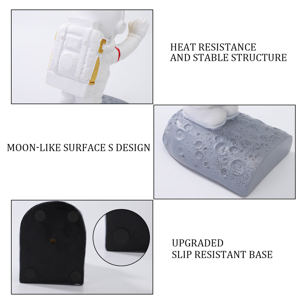 Kenvary Creative Astronaut Bookends for Heavy Books, Decorative Spaceman Resin Book Ends, Modern Outer Space Desk Organizer for Home Office, Kids Room & Library Decor