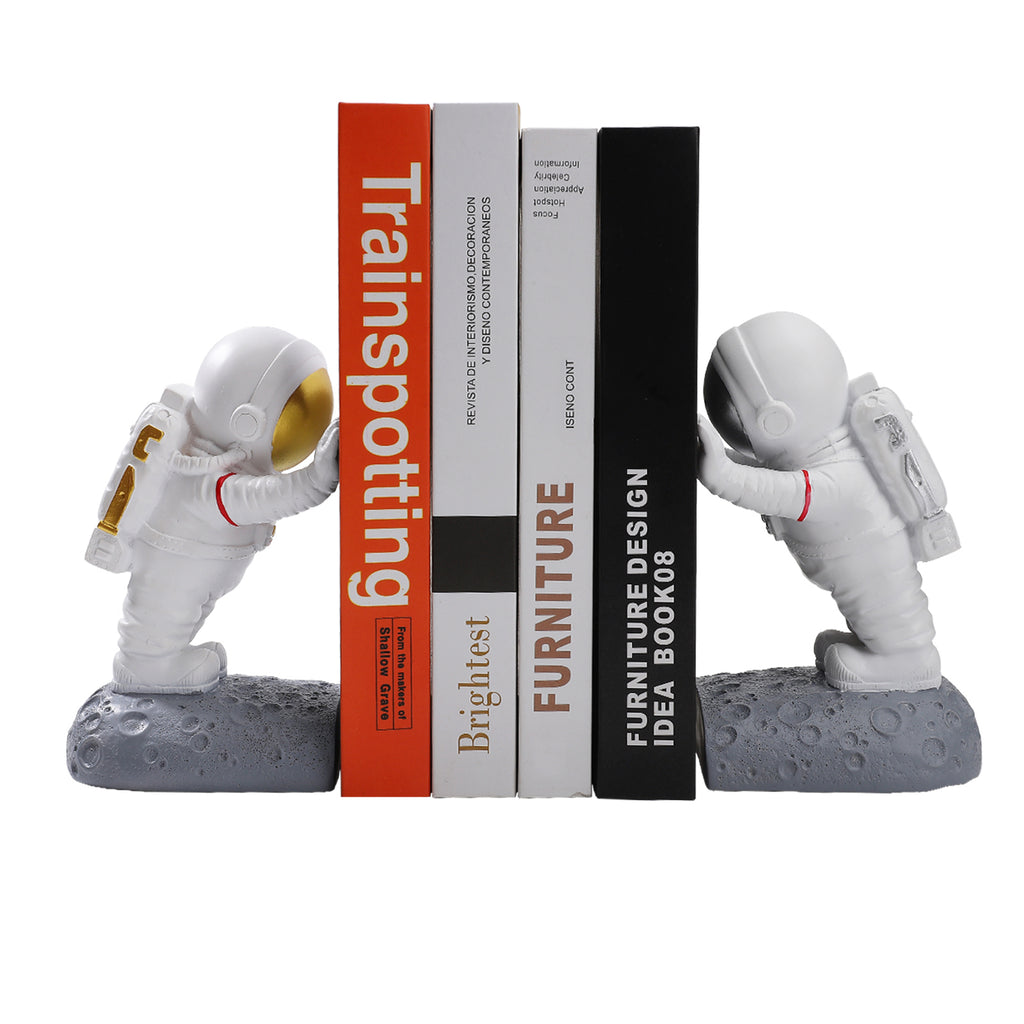 Kenvary Creative Astronaut Bookends for Heavy Books, Decorative Spaceman Resin Book Ends, Modern Outer Space Desk Organizer for Home Office, Kids Room & Library Decor