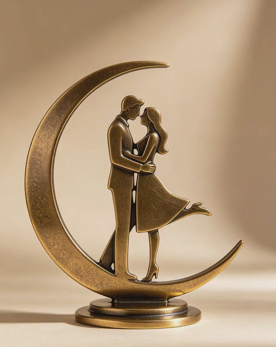 [PRE-ORDER 20% OFF] Kenvary "Love You to the Moon" Metal Couple Sculpture - Elegant Zinc Alloy Statue for Wedding, Engagement & Anniversary Gift  | Ships in 60 Days